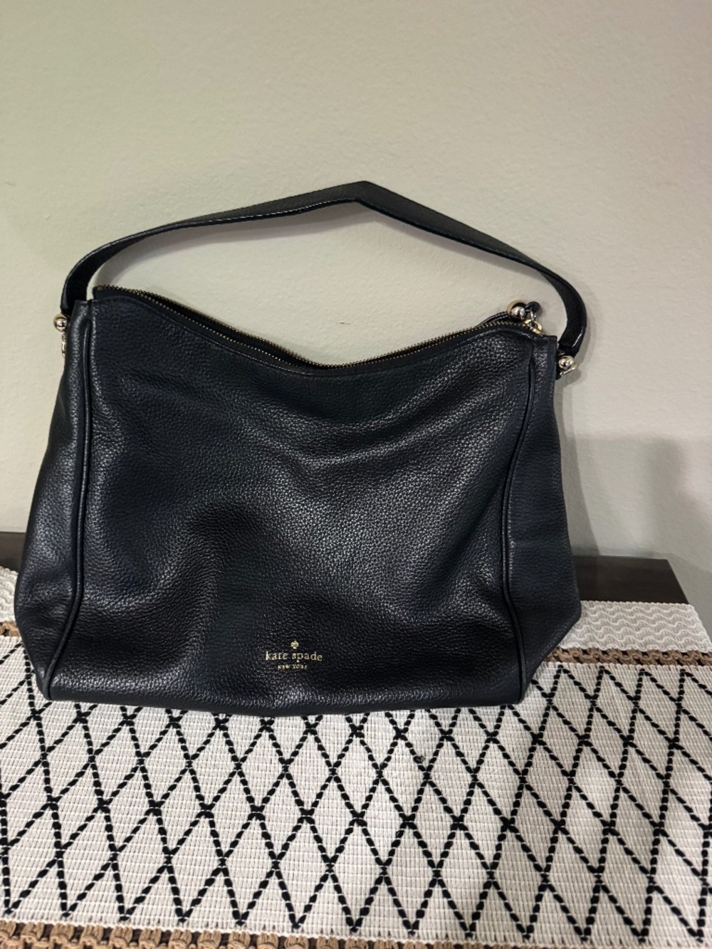 kate spade Black Pebbled Leather Shoulder Hobo